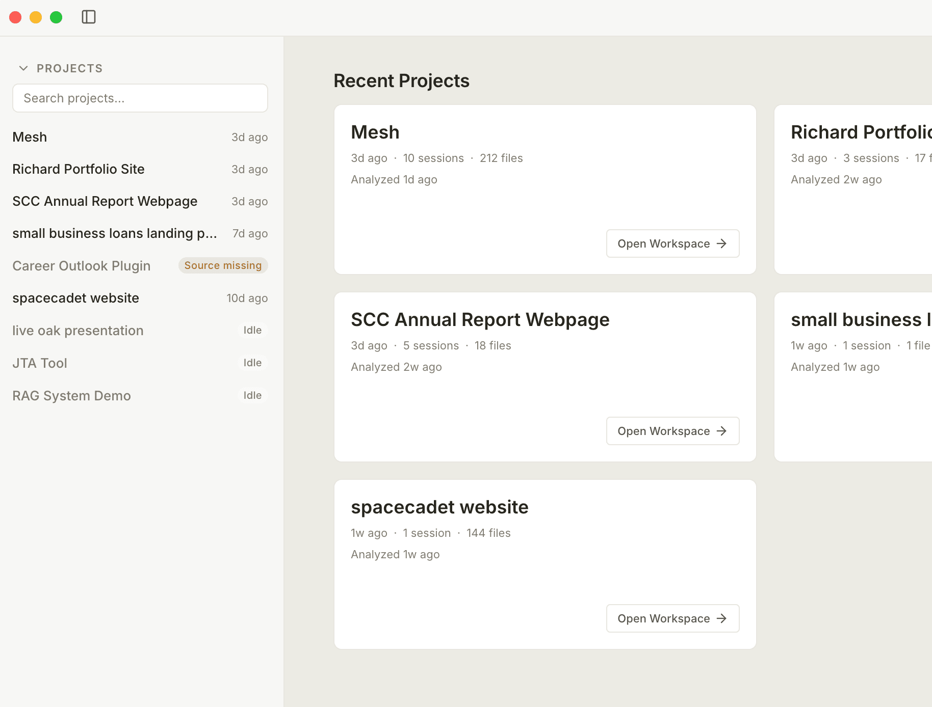 Mesh Desktop App Workspace View